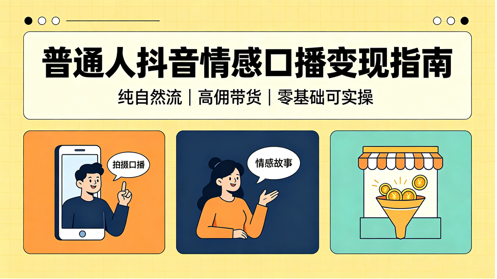 抖音情感口播自然流玩法，普通人零基础月入过万实操教程